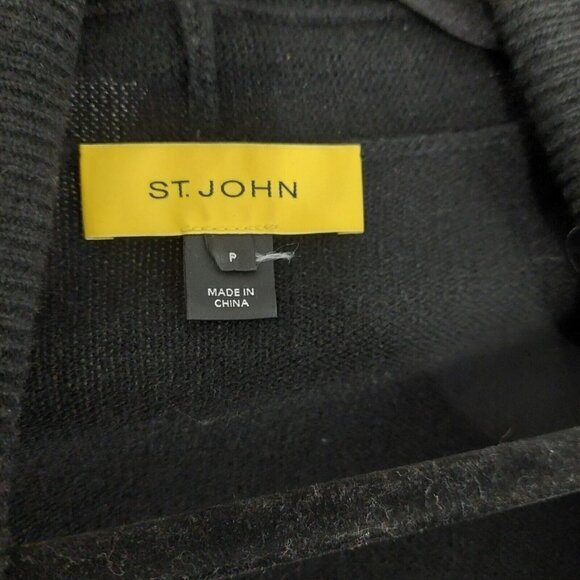 ST. JOHN Women's Black Open Front Cocoon Shrug Cardigan Kint Sweater Size P (S) - Picture 6 of 7